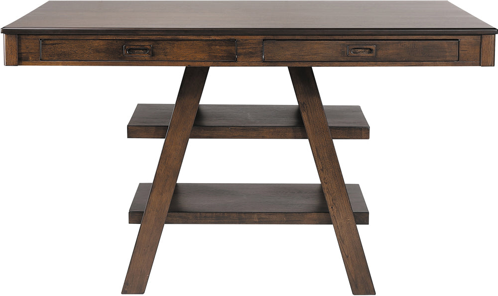 Dewey 2-drawer Counter Height Table with Open Shelves Walnut
