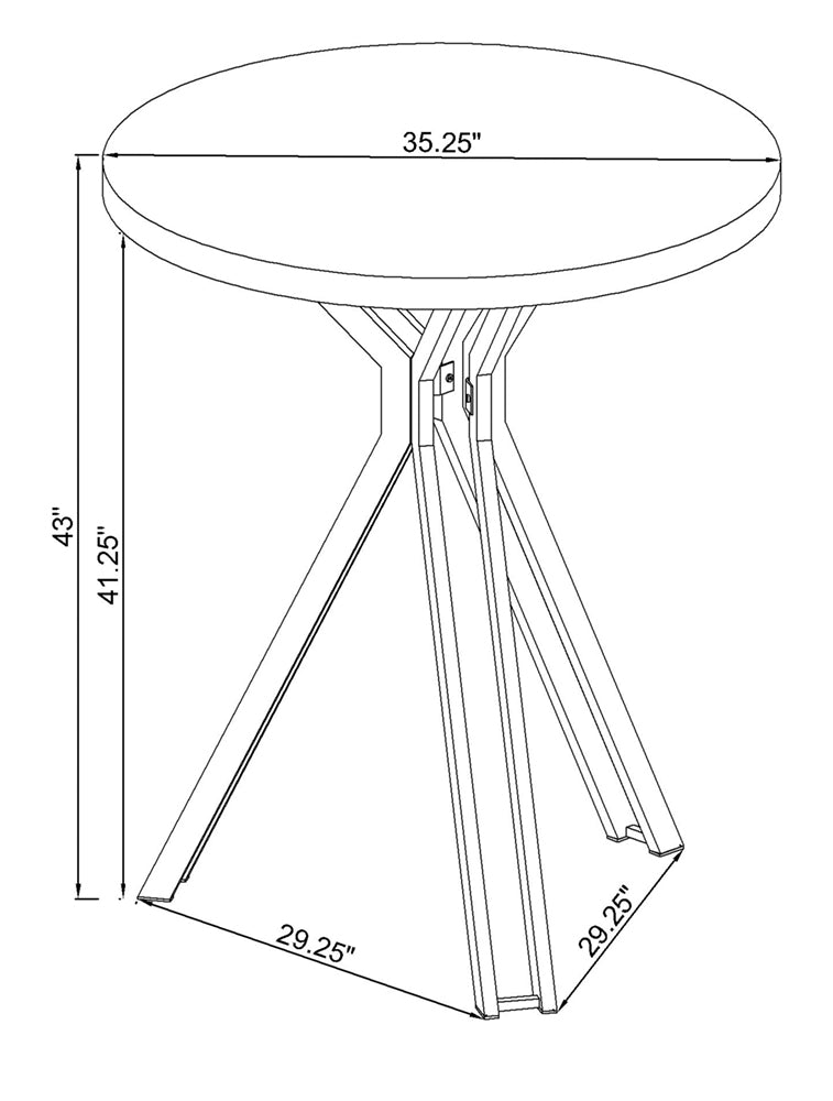 Edgerton Round Wood Top Bar Table Dark Oak and Chrome