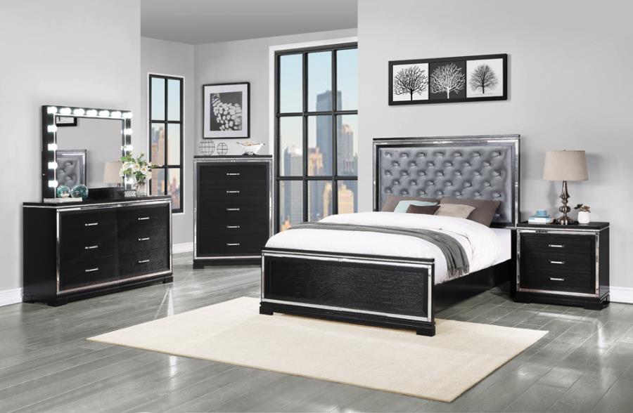 4 PC Upholstered Tufted Bedroom Set Silver and Black King getgrandmartstore 4 PC Upholstered Tufted Bedroom Set Silver and Black King getgrandmartstore