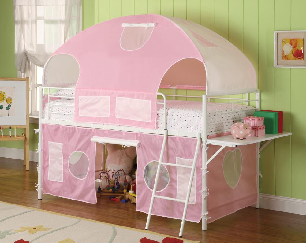 Sweetheart Tent Loft Bed Pink and White
