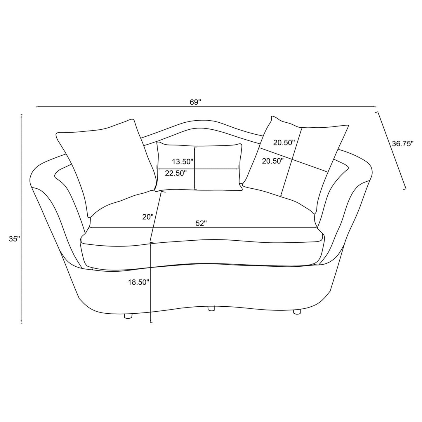 KAMILAH 3 PC (SOFA + LOVE + CHAIR) 511151-S3