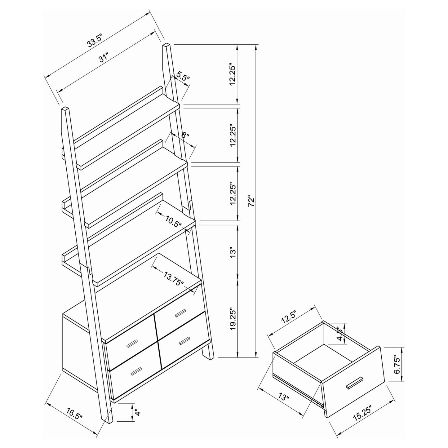 3 PC LADDER BOOKCASE SET 800319-S3