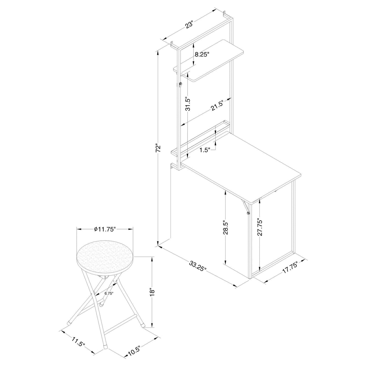 RILEY WALL DESK & STOOL 801402