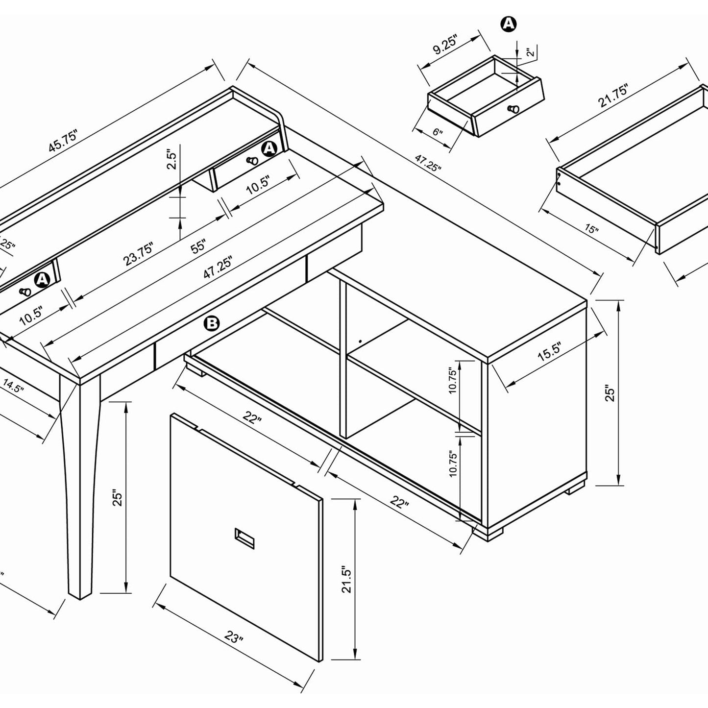 L-SHAPE DESK W/ OUTLET 805751