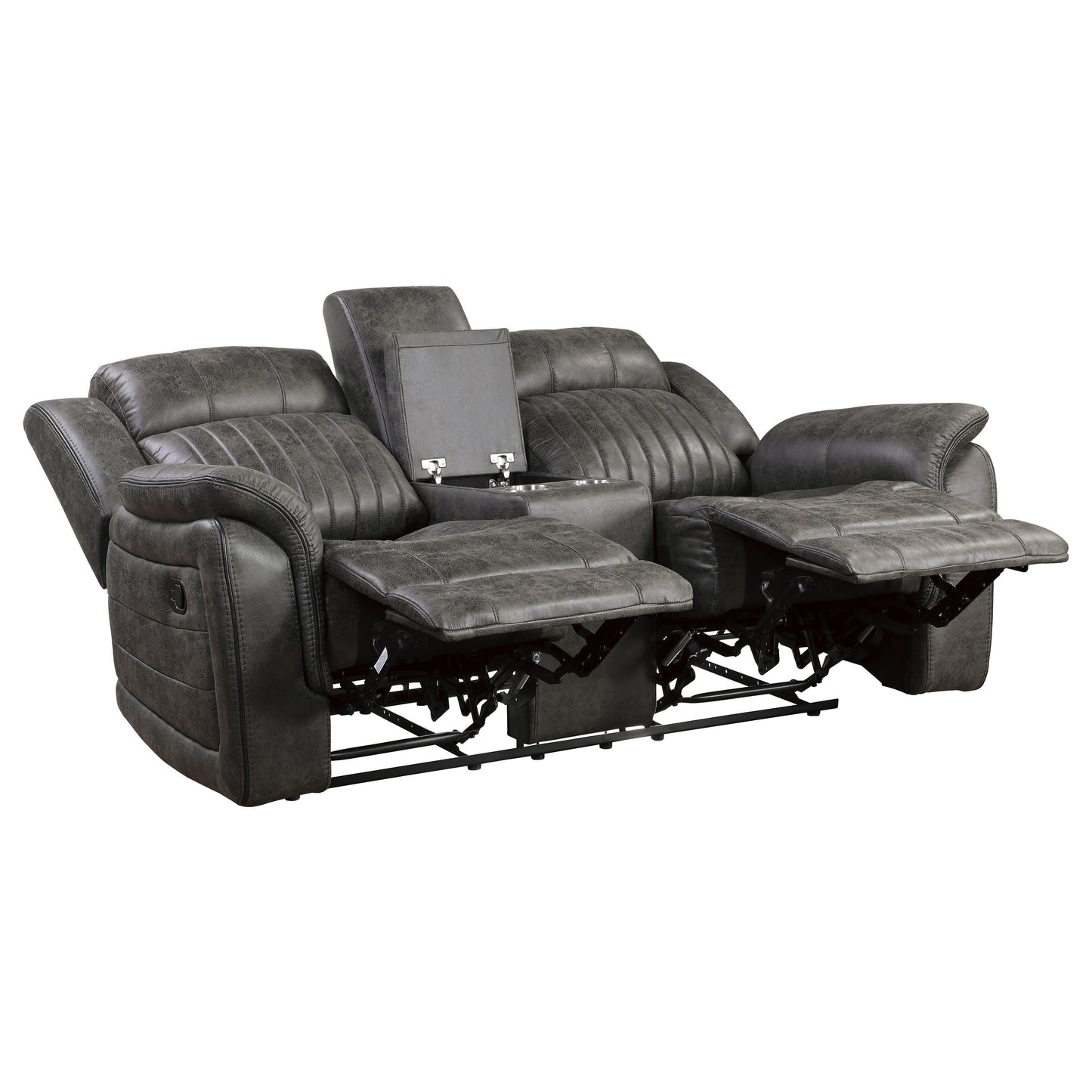 Centeroak Collection Double Reclining Love Seat with Center Console 9479BRG-2