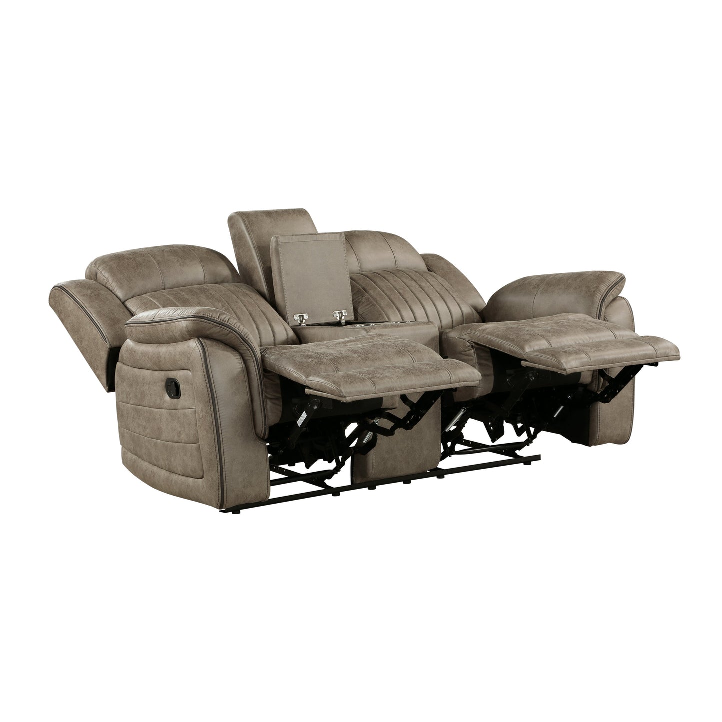 Centeroak Collection Double Reclining Love Seat with Center Console 9479BRG-2