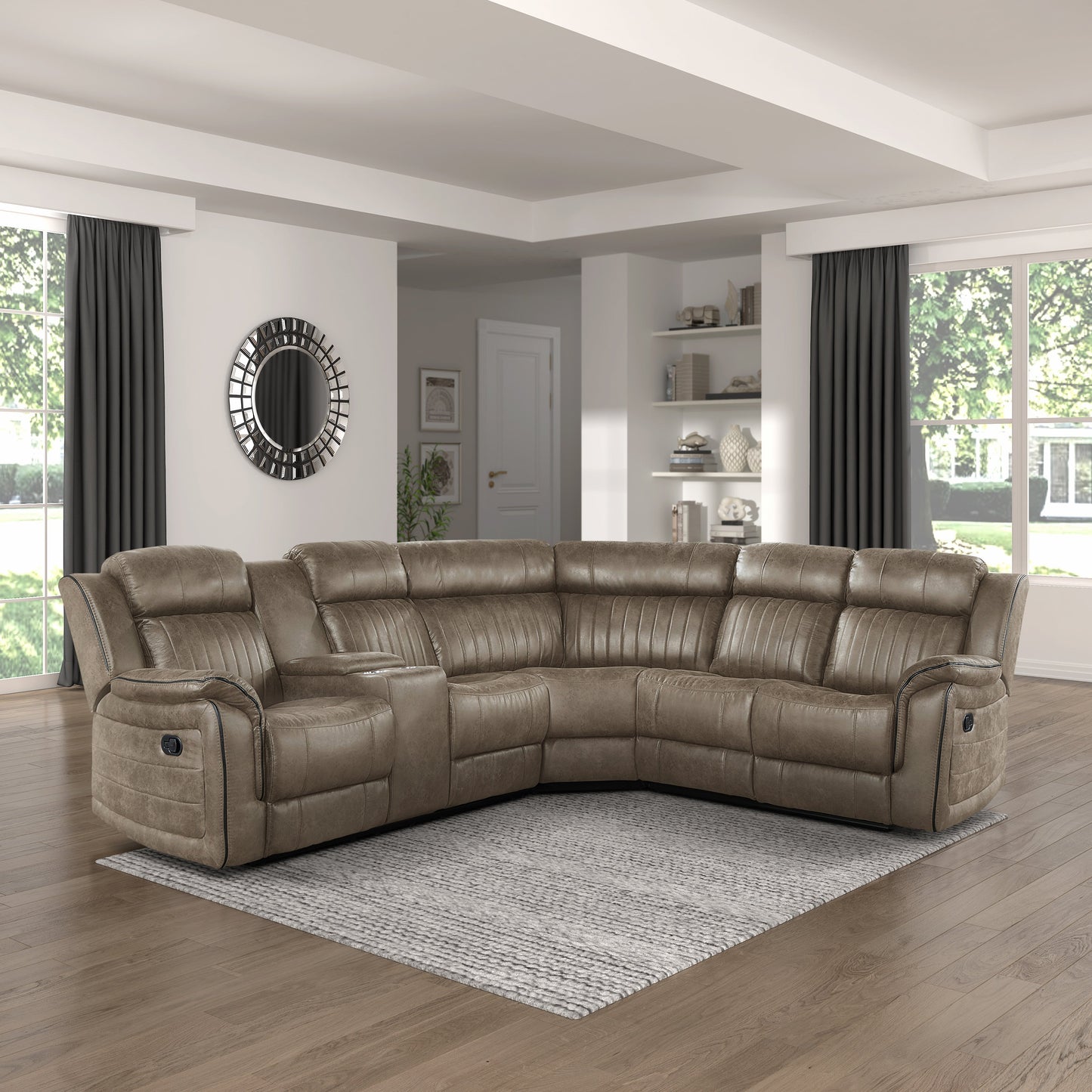 Centeroak Collection 9479S 3-Piece Reclining Sectional with Left Console