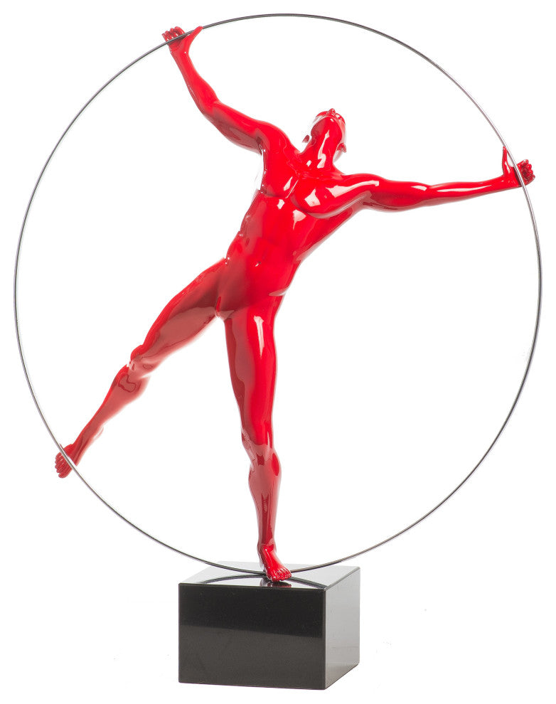 Finesse Decor Ring Man Sculpture, Red