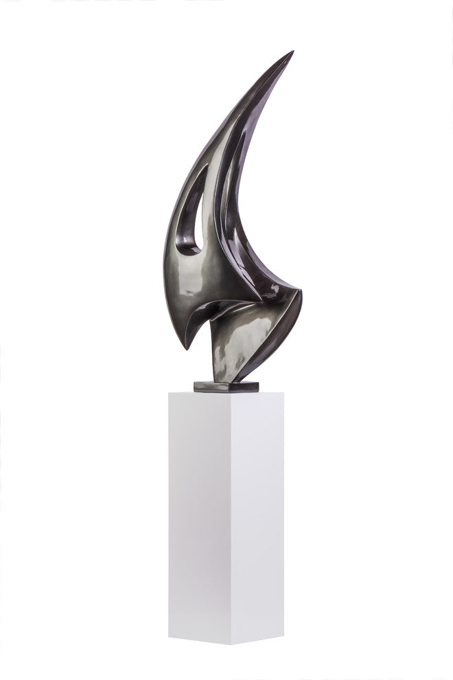 Modern Decor, Sail Sculpture With Base, Dark Gray