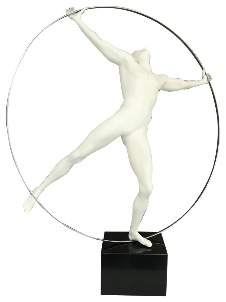 Finesse Decor Ring Man Sculpture, White