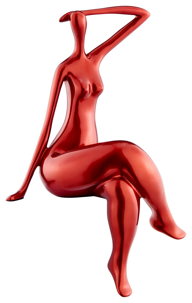 Finesse Decor, Lady, Red, Resin Sculpture Mini, Metalic Red