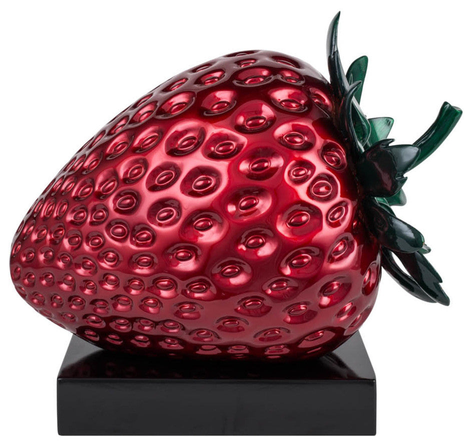 Finesse Decor Summer Strawberry, Metallic Red, Resin Sculpture