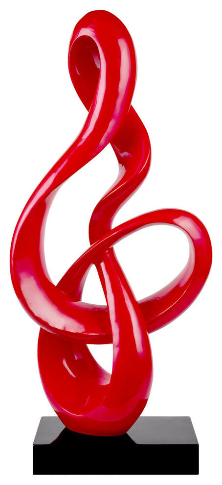 Abstract Fire Resin Sculpture, Red, Large