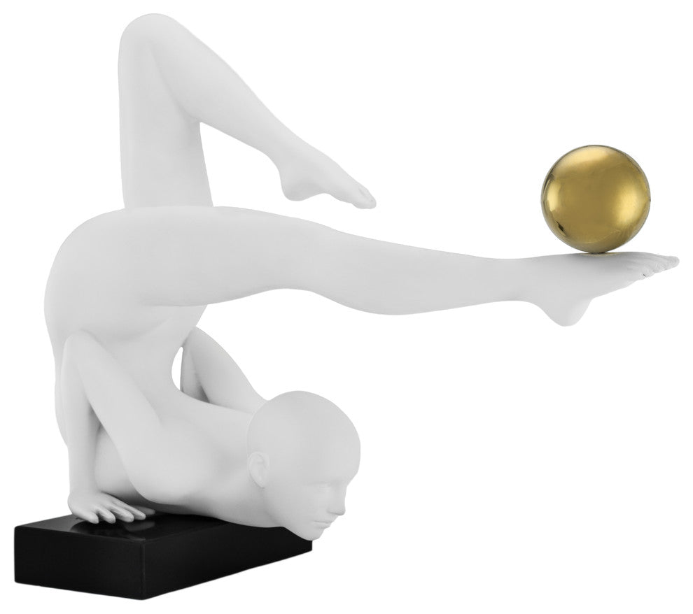 Margaux Doll Sculpture, Matte White & Gold