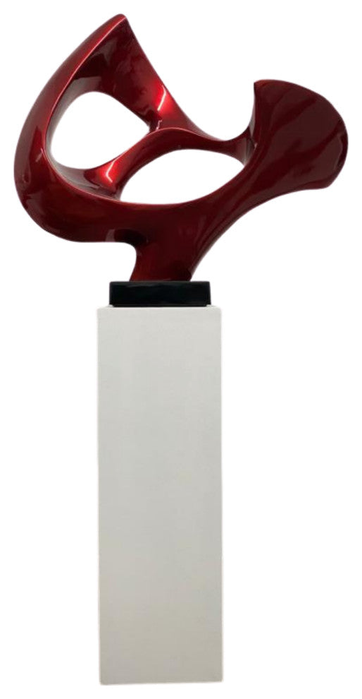Finesse Decor Abstract Mask Sculpture, Red/White