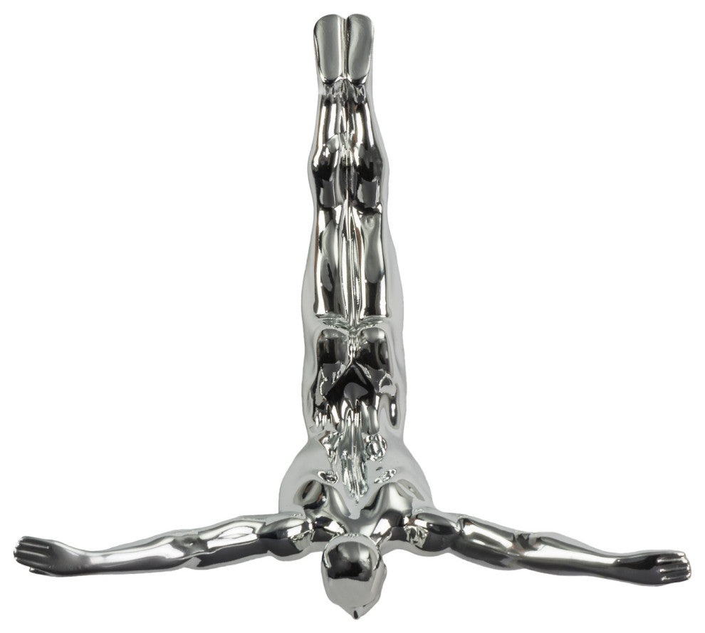 Finesse Decor Wall Diver Sculpture, Large, Chrome