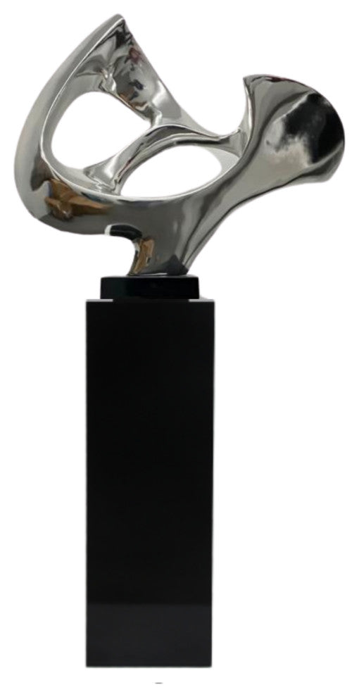 Finesse Decor Abstract Mask Sculpture, Chrome/Black