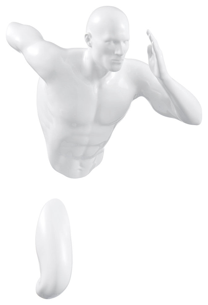 Glossy Wall Sculpture 13" Runner, White