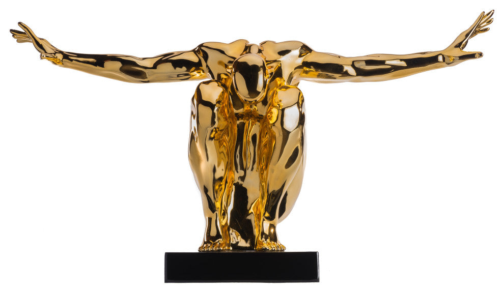 Saluting Man Sculpture, Large, Gold, Large