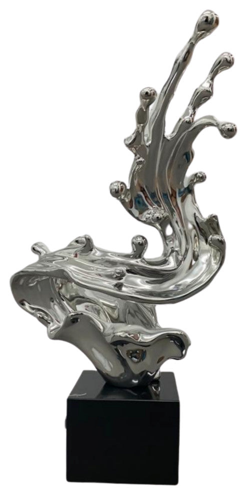 Braker Wave Sculpture // 21" Tall Tabletop Decor, Chrome