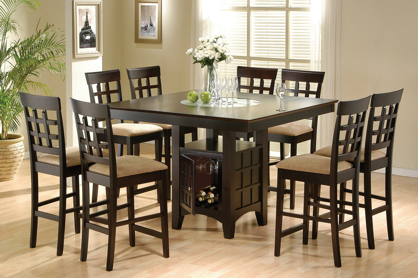 Clanton 9-piece Square Dining Set Cappuccino