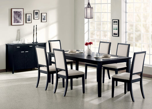 Louise 7-piece Dining Set Black and Cream