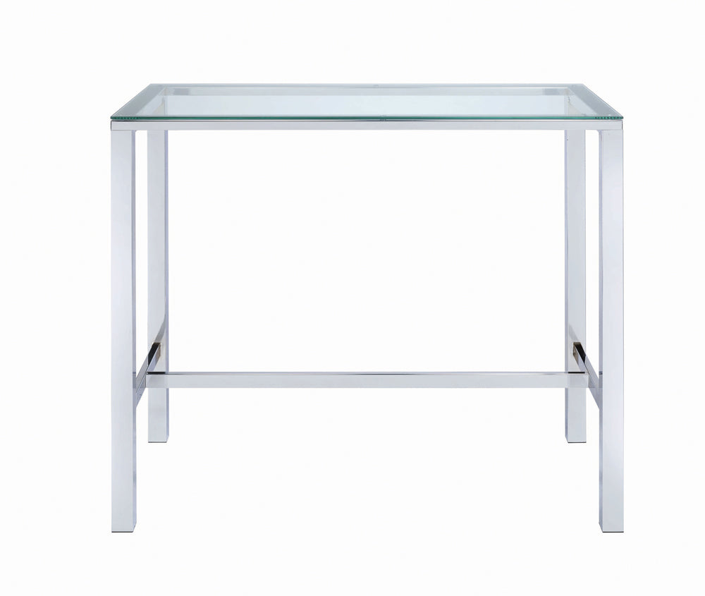 Tolbert Bar Table with Glass Top Chrome