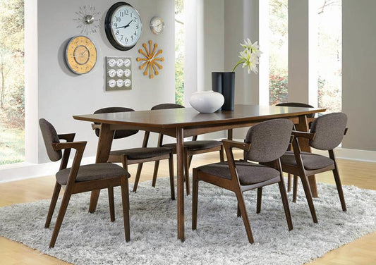 Malone 7-piece Rectangular Dining Set Dark Walnut and Grey