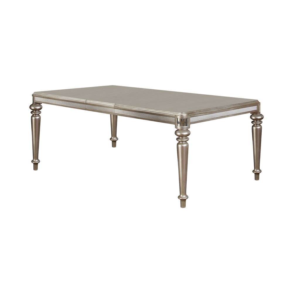 Danette Rectangular Dining Table with Leaf Metallic Platinum