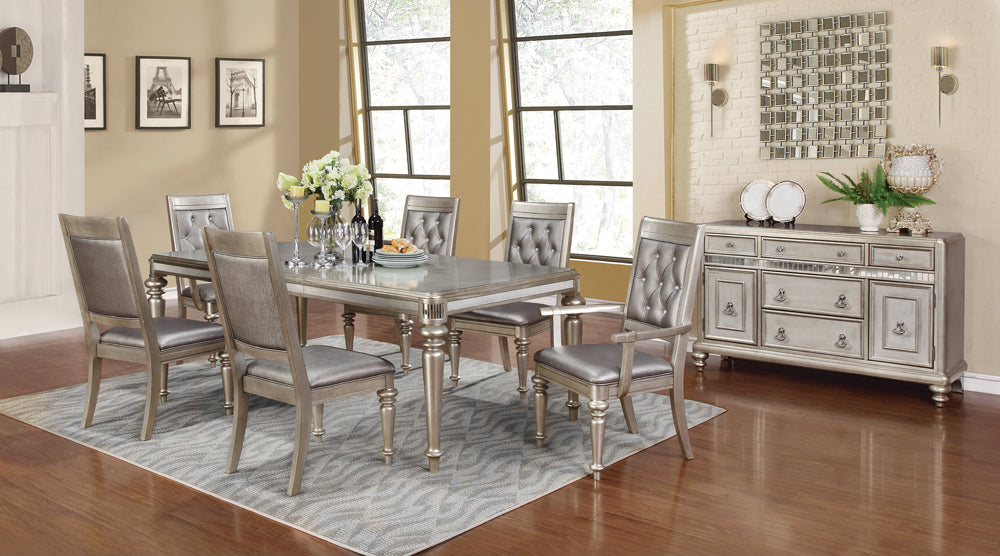 Danette Rectangular Dining Table with Leaf Metallic Platinum