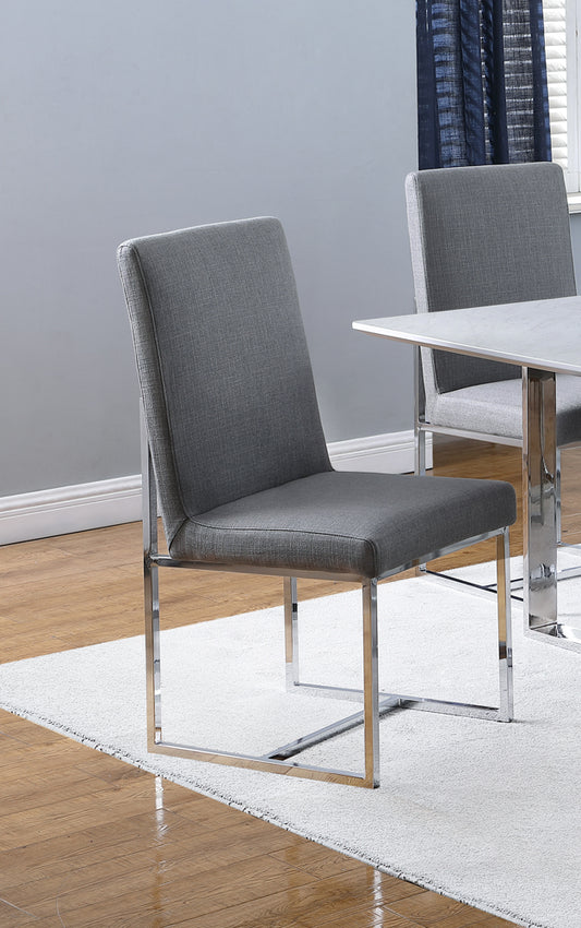 Mackinnon Upholstered Side Chairs Grey and Chrome