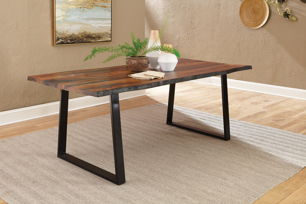 Ditman Live Edge Dining Table Grey Sheesham and Black