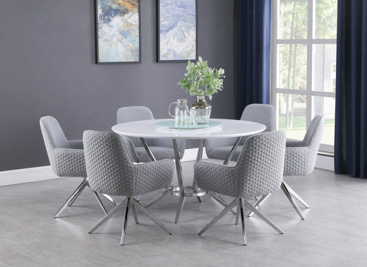 5Pcs Abby Round Dining Table with Lazy Susan