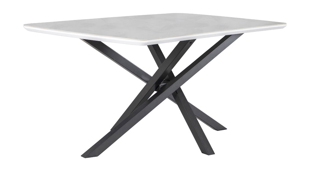 Paulita Rectangular Dining Table White and Gunmetal