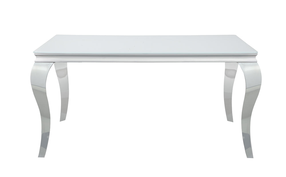 Carone Glass Top Dining Table White and Chrome