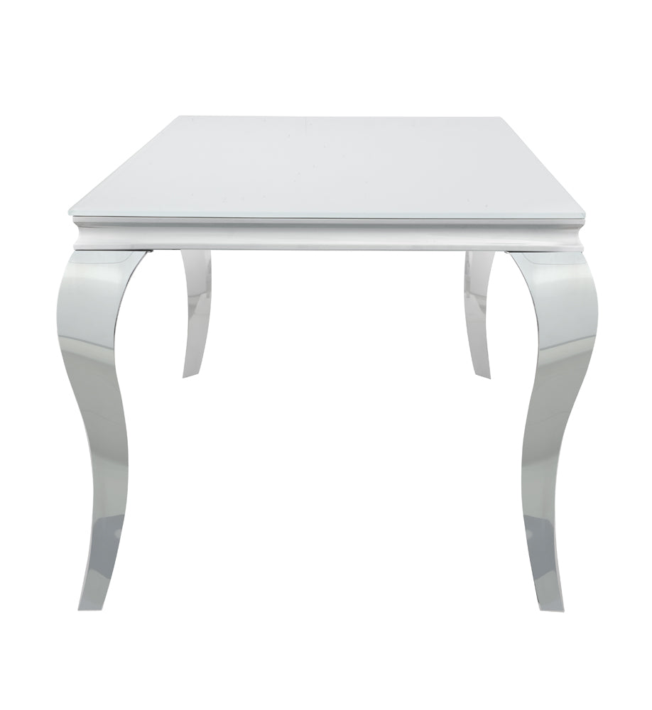 Carone Glass Top Dining Table White and Chrome