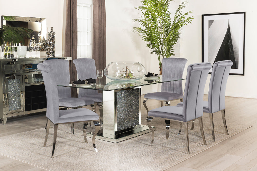 Marilyn 5-piece Rectangle Pedestal Dining Room Set Mirror