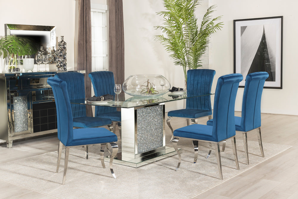 Marilyn 5-piece Rectangle Pedestal Dining Room Set Mirror