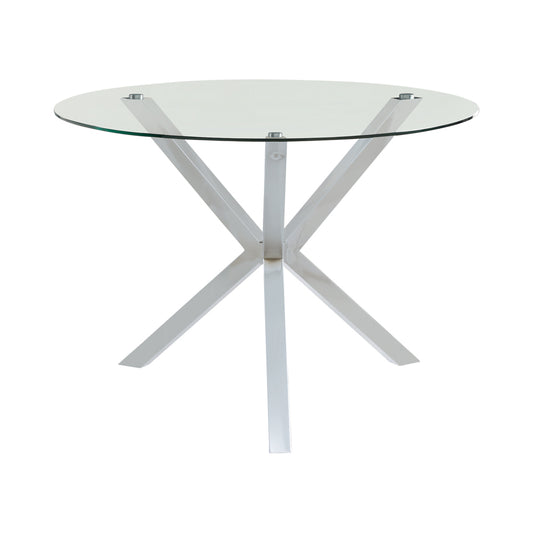 Vance Glass Top Dining Table with X-cross Base Chrome