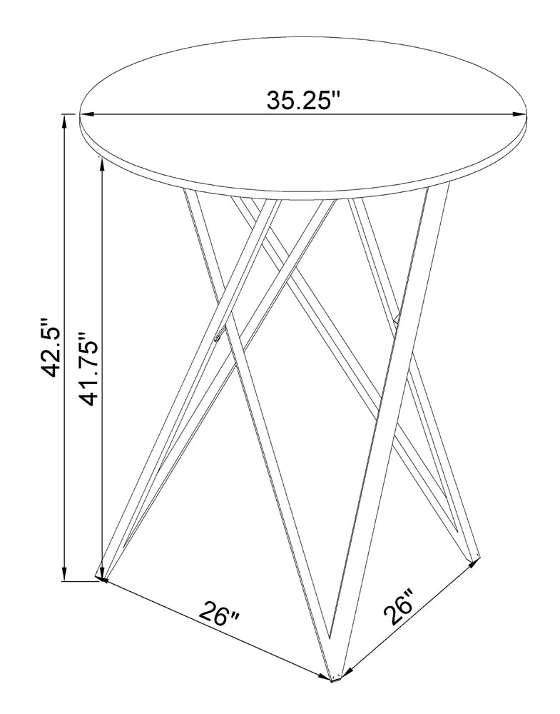 Bexter Faux Marble Round Top Bar Table White and Chrome