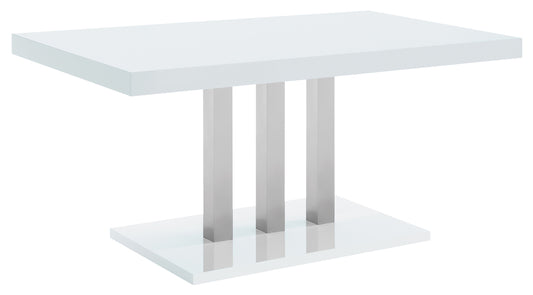 Brooklyn Rectangular Dining Table White High Gloss and Chrome