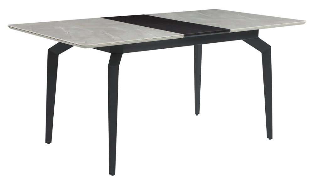 Mina Rectangular Dining Table Grey Ceramic and Sandy Black