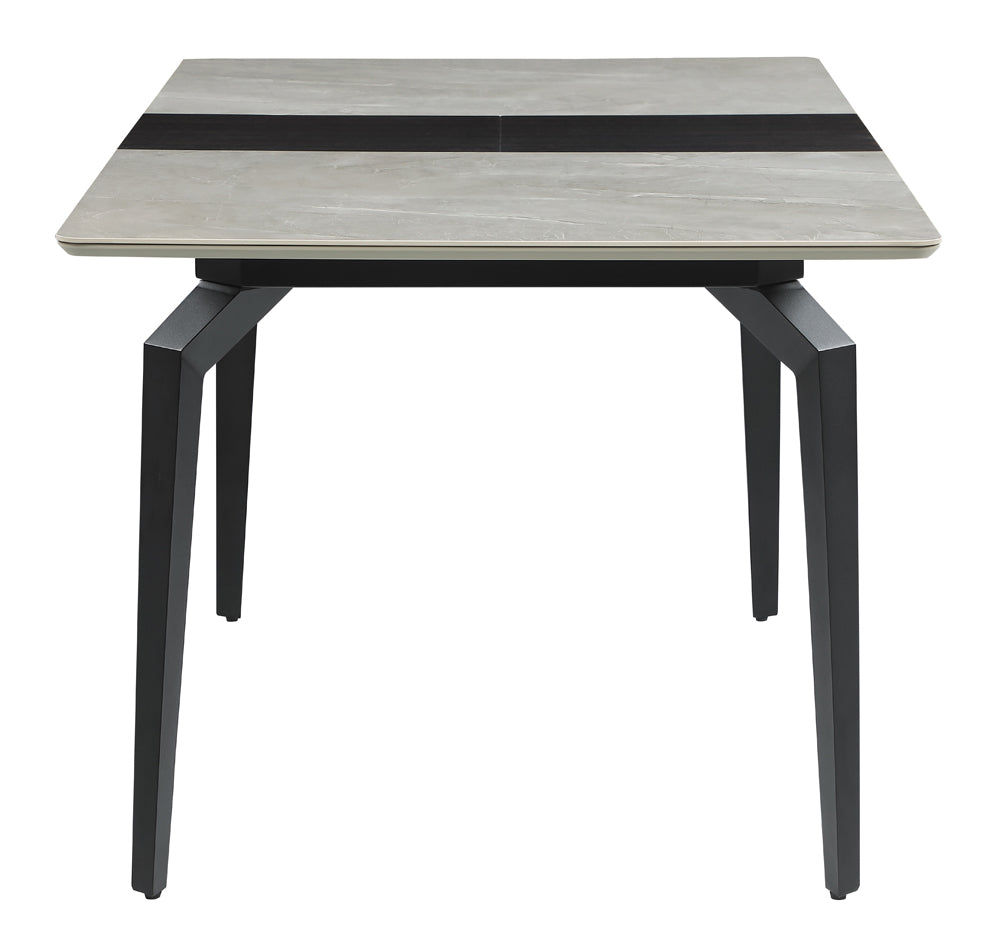 Mina Rectangular Dining Table Grey Ceramic and Sandy Black