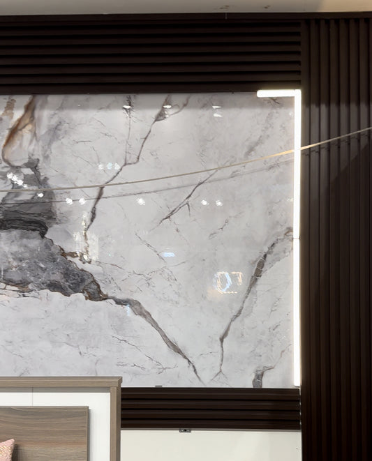 PVC Wall Marble Panel White with Dark Gray Veining