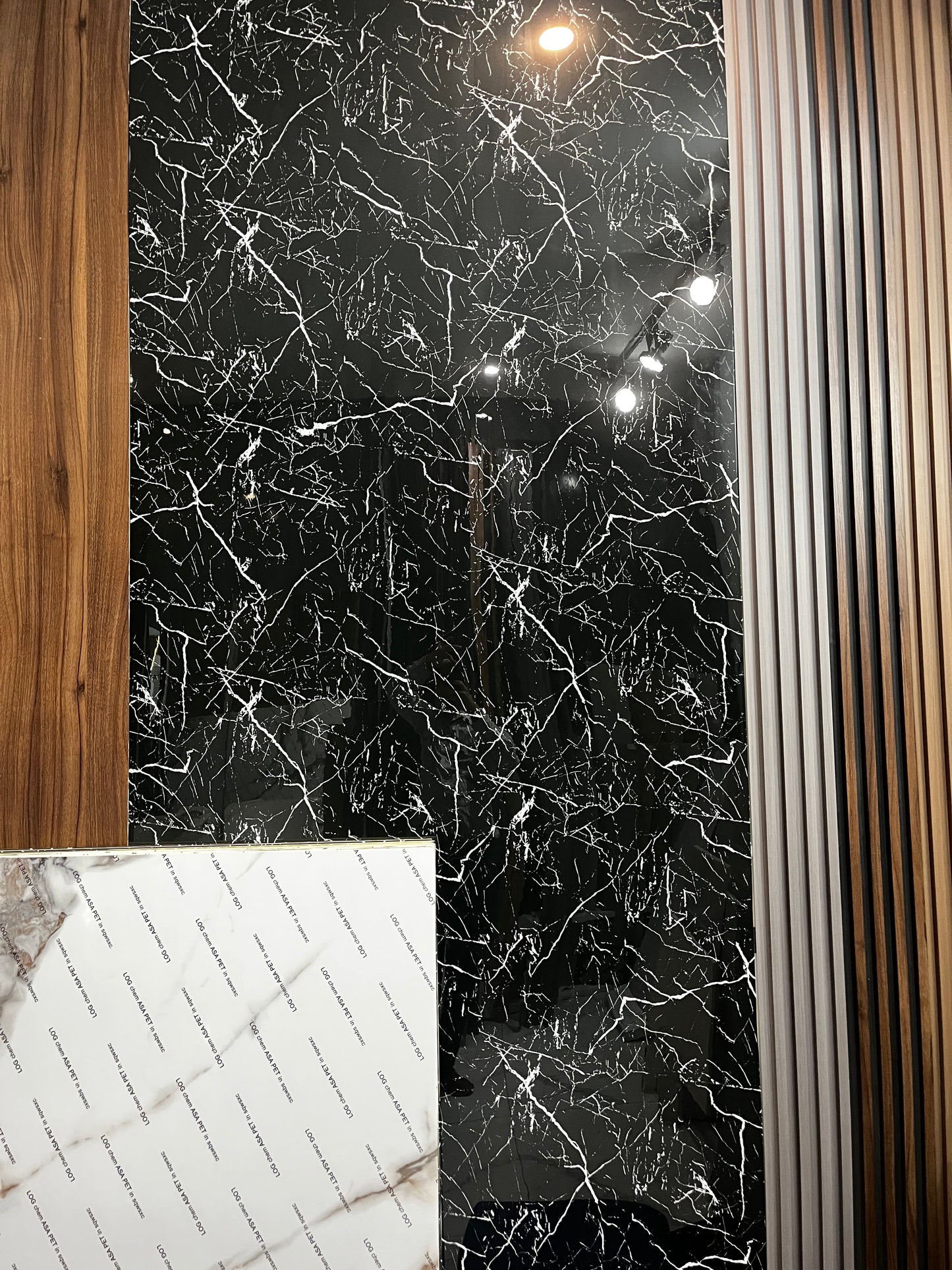 Bamboo Fiver Sheet Marble Style Wall Panel (Black)