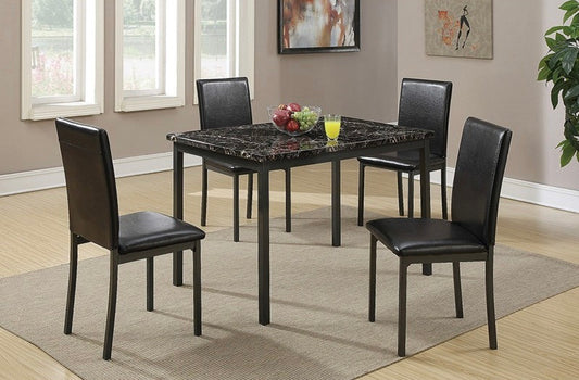 Faux Marble Black 5 pcs Dining Table