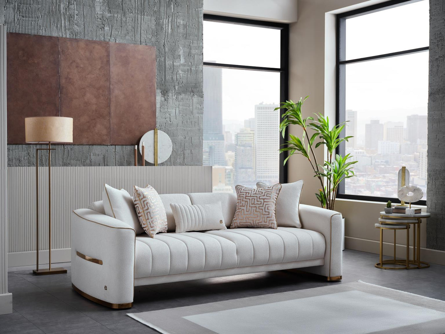 VERONICA I 3 SEAT SLEEPER (MERIT CREAM PLAIN)