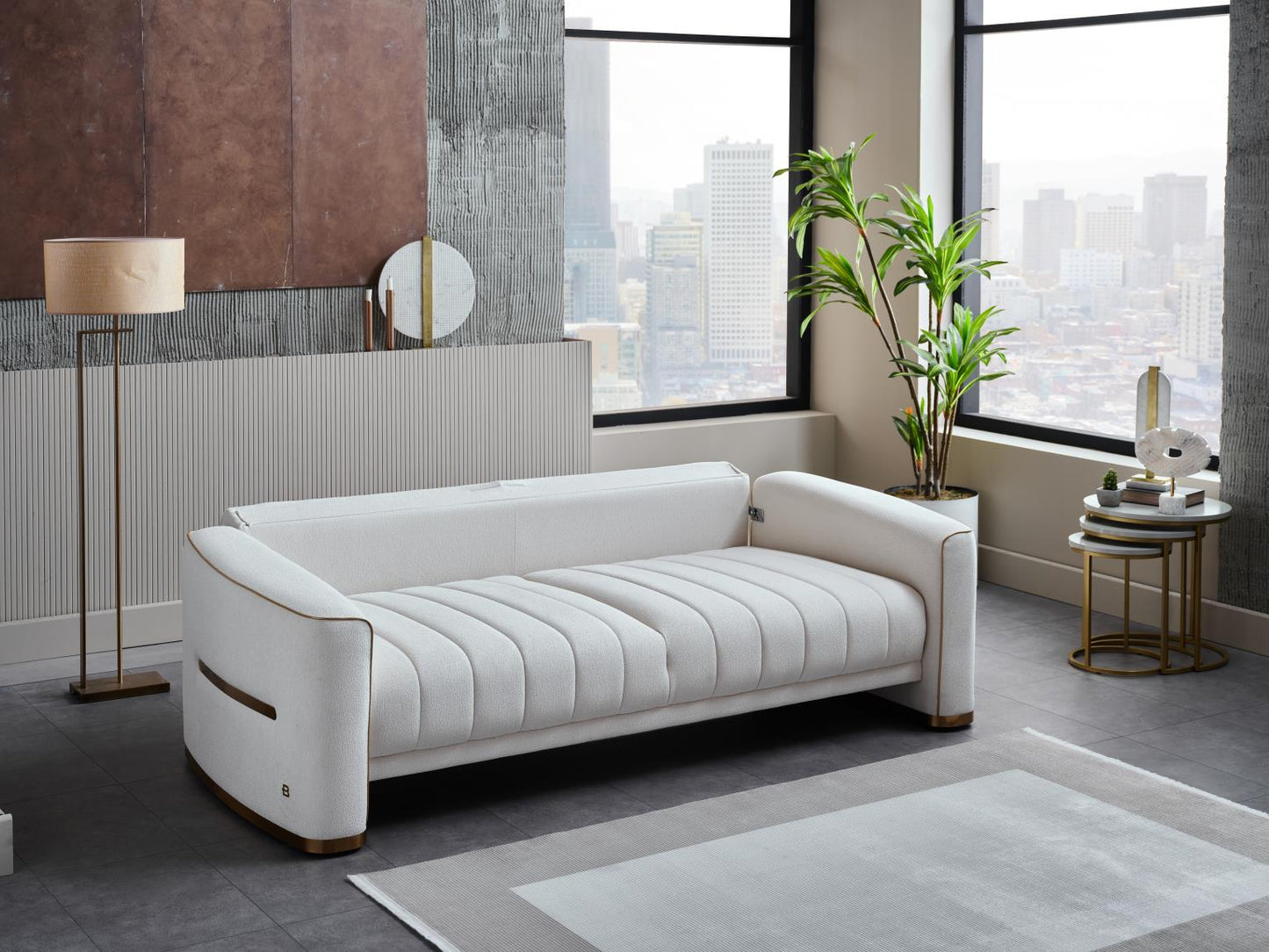 VERONICA I 3 SEAT SLEEPER (MERIT CREAM PLAIN)