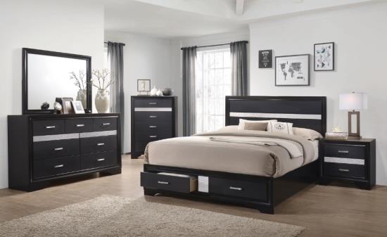 Miranda Platform Storage Queen Bedroom Set 4Pcs