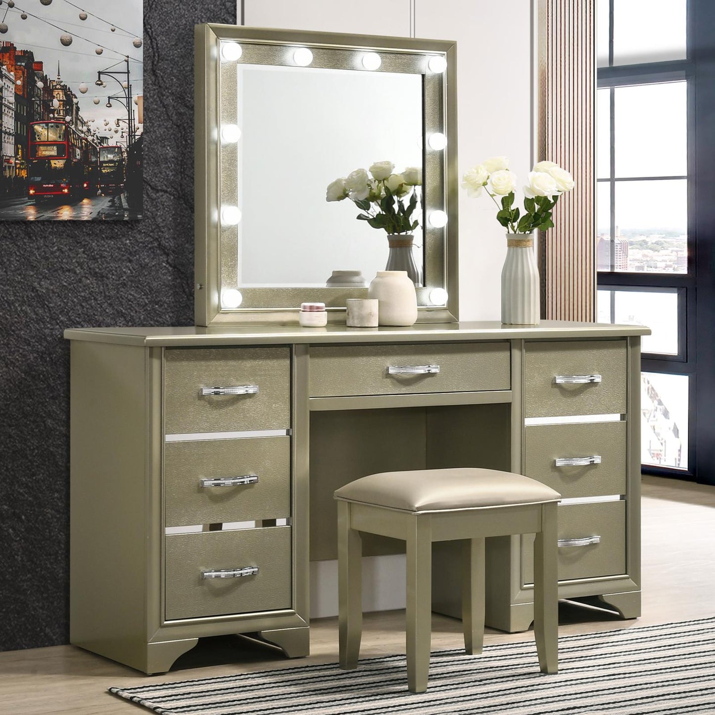 BEAUMONT VANITY STOOL 205297STL